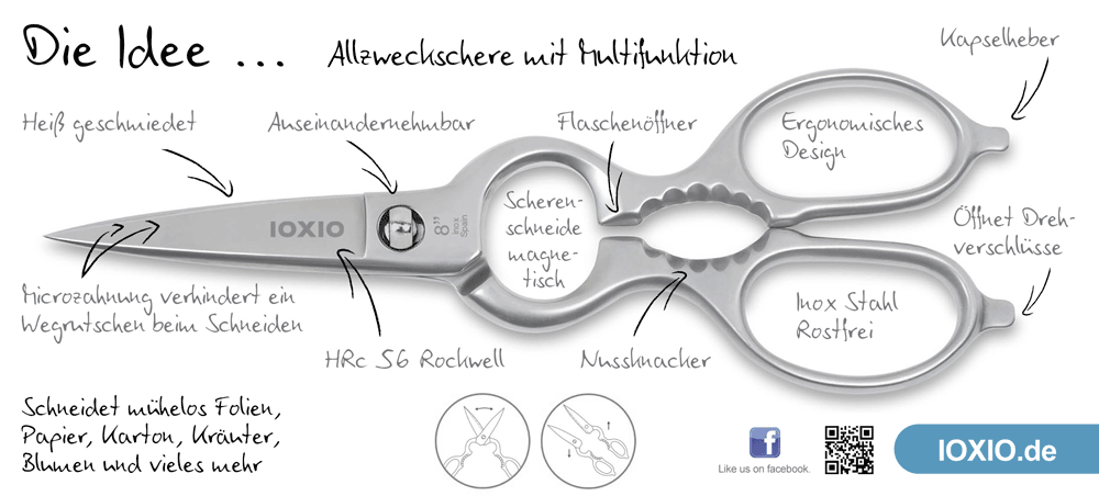 Kuechenschere mit vielen Funktionen